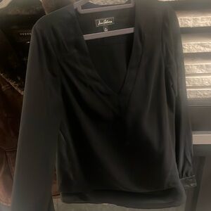 Sheer v neck blouse Sam Edelman size medium leather cuffs